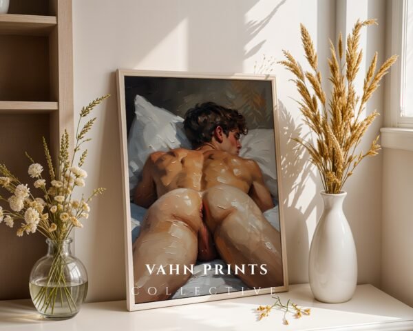 Minimal Nude Male Body Wall Art Elegant Line Art