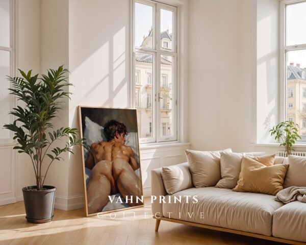 Minimal Nude Male Body Wall Art Elegant Line Art