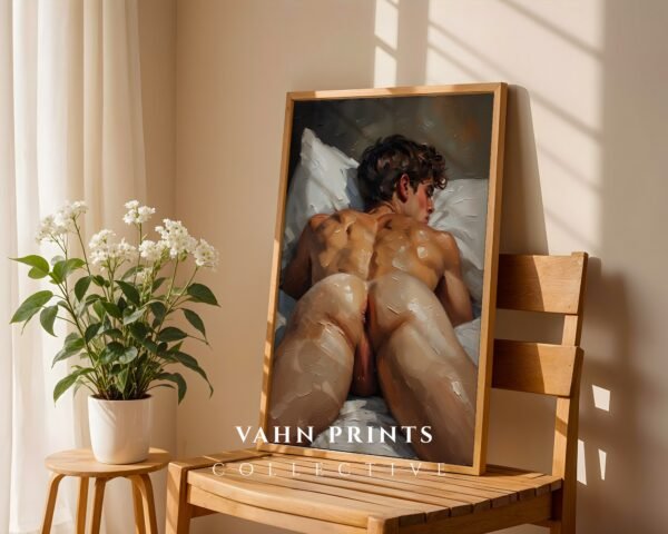 Minimal Nude Male Body Wall Art Elegant Line Art