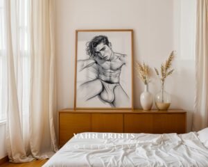Male Nude Form Drawing Wall Art Modern Decor
