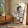 Male Nude Form Drawing Wall Art Modern Decor