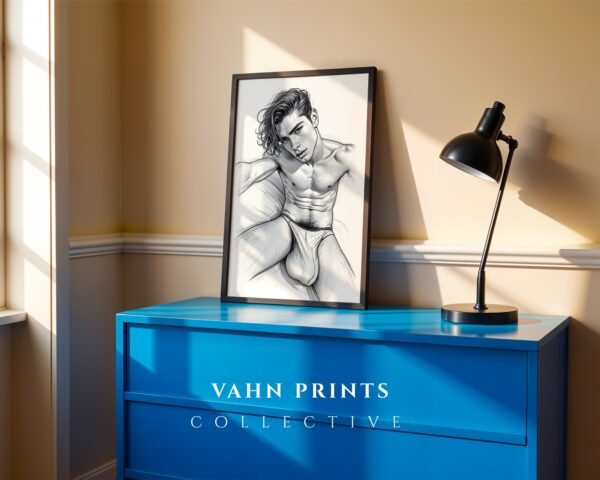 Male Nude Form Drawing Wall Art Modern Decor