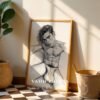 Male Nude Form Drawing Wall Art Modern Decor