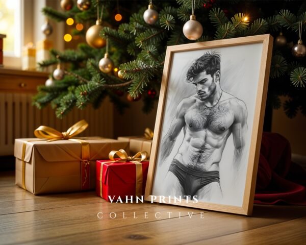 Masculine Nude Male Line Art Wall Print Minimalist