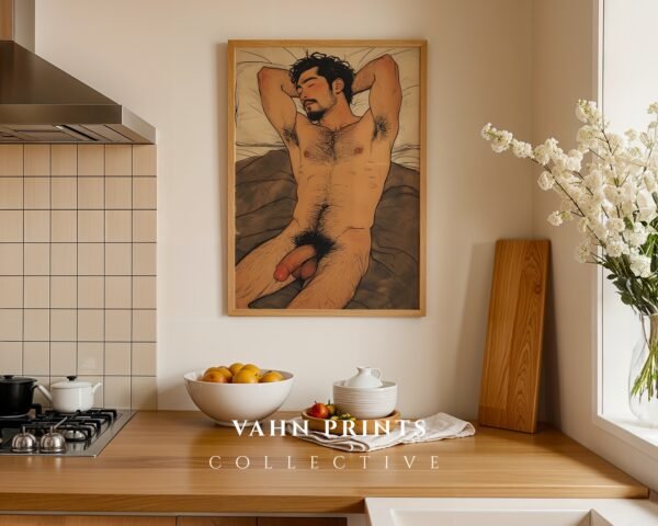 V200c_m1 Male Nude Anatomy Illustration Wall Art Contemporary