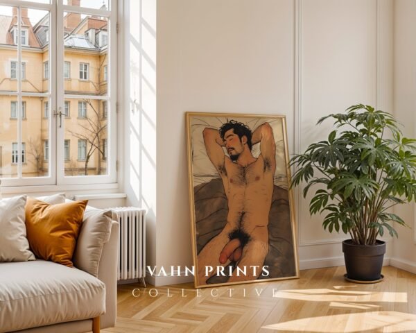 V200c_m6 Male Nude Anatomy Illustration Wall Art Contemporary