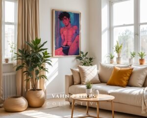 Simple Nude Male Figure Line Drawing Wall Decor