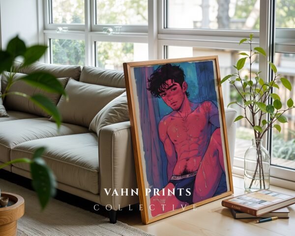 Simple Nude Male Figure Line Drawing Wall Decor