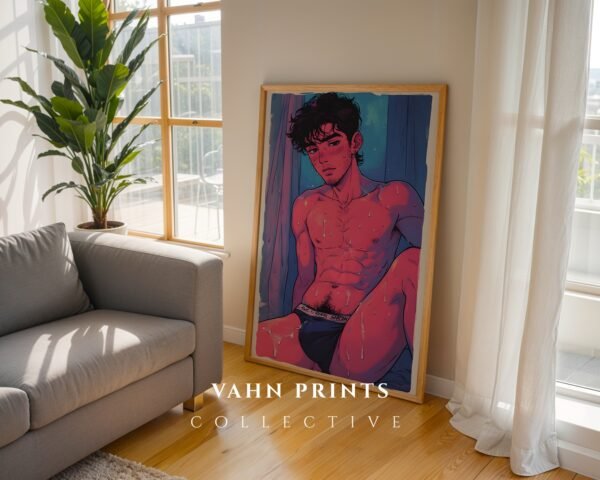 Simple Nude Male Figure Line Drawing Wall Decor