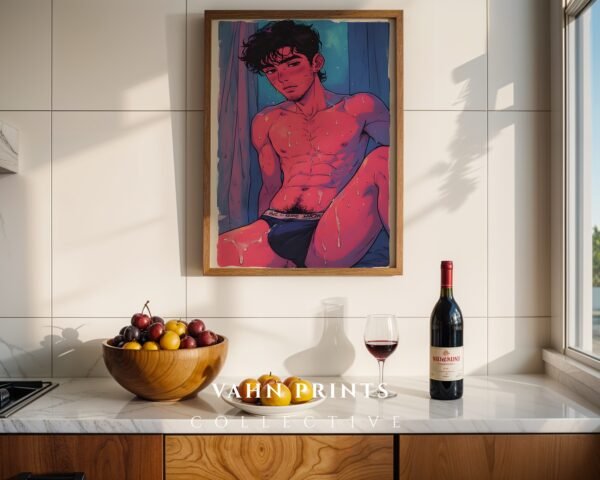 Simple Nude Male Figure Line Drawing Wall Decor