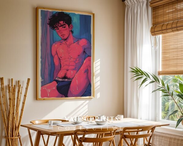 Simple Nude Male Figure Line Drawing Wall Decor