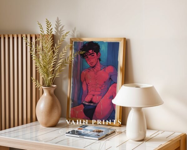 Simple Nude Male Figure Line Drawing Wall Decor