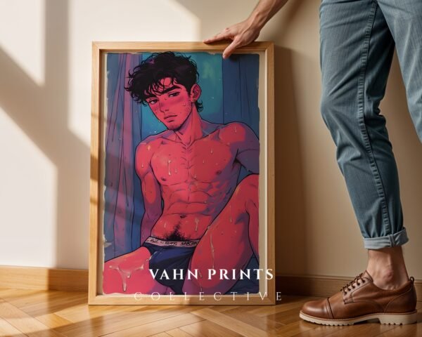 Simple Nude Male Figure Line Drawing Wall Decor