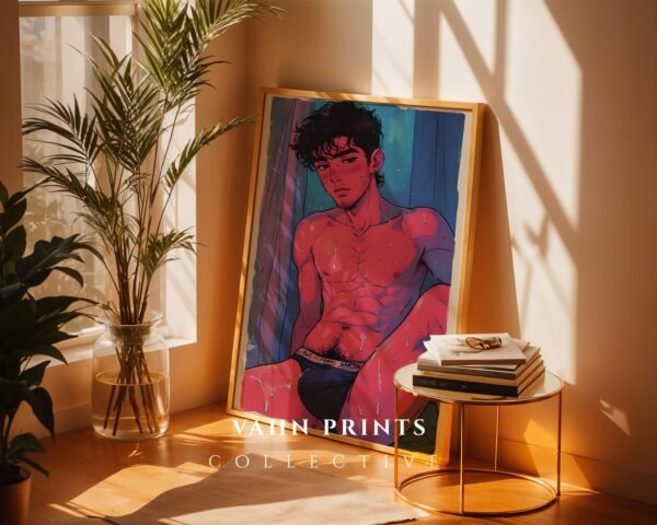 Simple Nude Male Figure Line Drawing Wall Decor