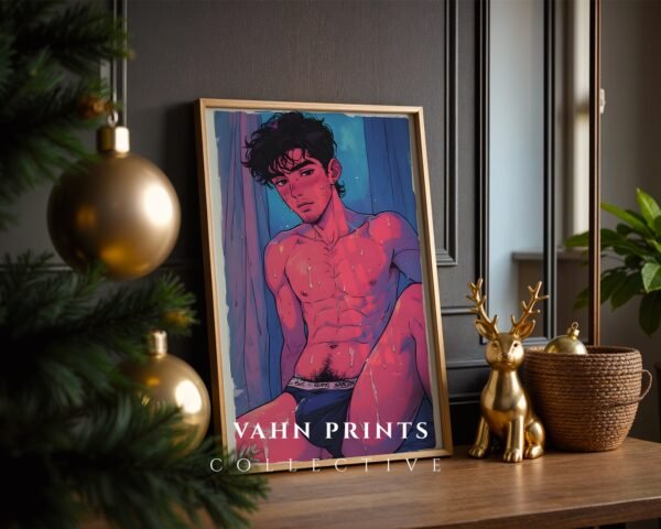 Simple Nude Male Figure Line Drawing Wall Decor