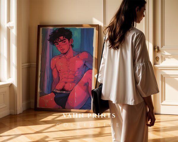 Simple Nude Male Figure Line Drawing Wall Decor