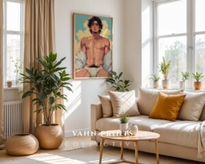 Male Nude Body Line Illustration Art Print Modern