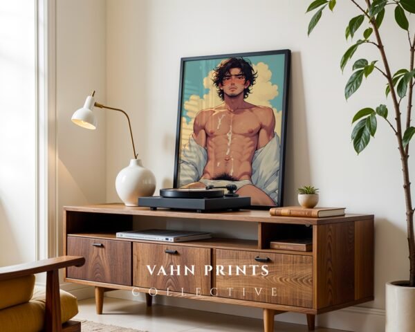 Male Nude Body Line Illustration Art Print Modern