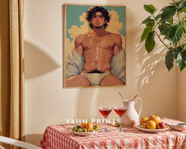 Male Nude Body Line Illustration Art Print Modern