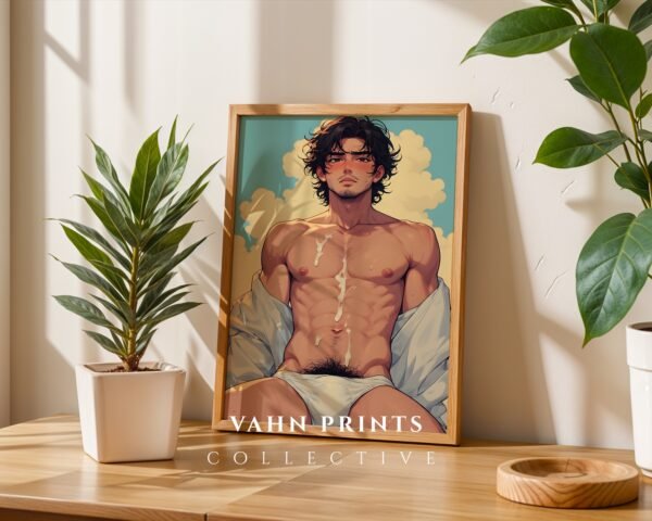 Male Nude Body Line Illustration Art Print Modern