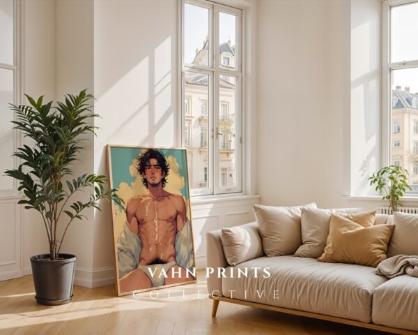 Male Nude Body Line Illustration Art Print Modern
