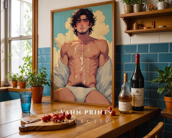 Male Nude Body Line Illustration Art Print Modern