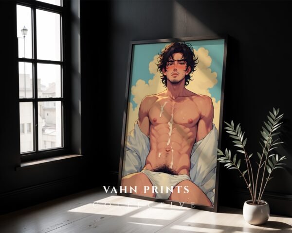 Male Nude Body Line Illustration Art Print Modern