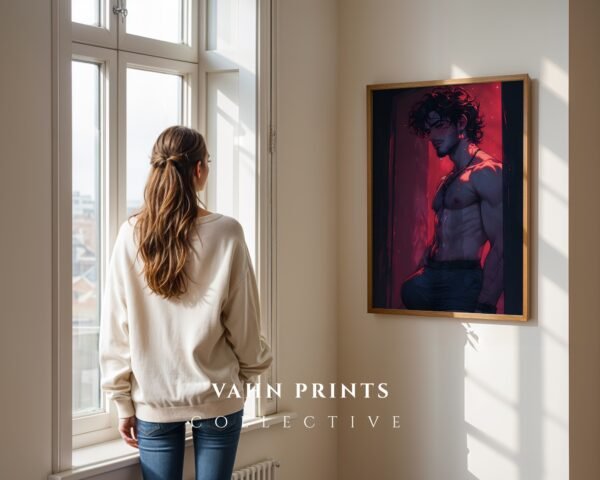 Elegant Nude Male Wall Art Minimalist Figure Drawing