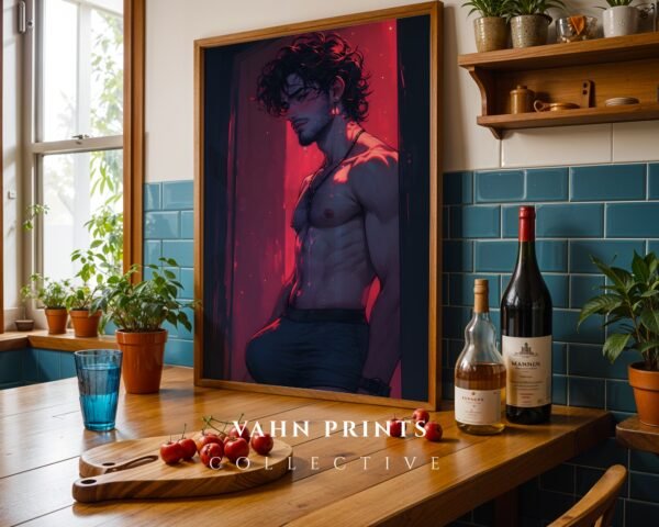 Elegant Nude Male Wall Art Minimalist Figure Drawing