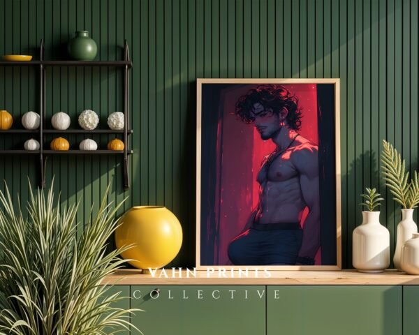 Elegant Nude Male Wall Art Minimalist Figure Drawing