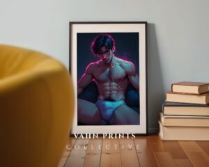Male Nude Figure Sketch Art Wall Print Clean Design