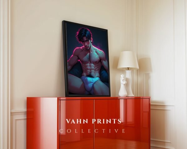 V204c_m10 Male Nude Figure Sketch Art Wall Print Clean Design
