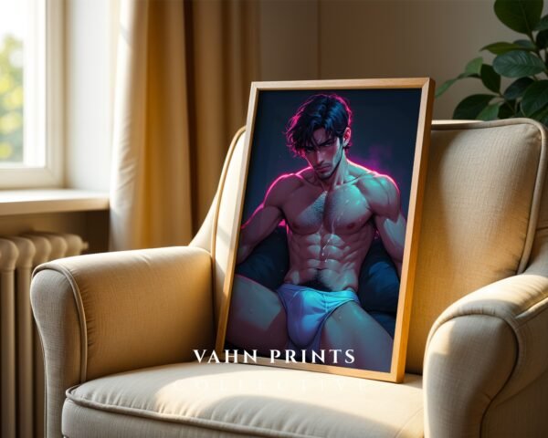V204c_m5 Male Nude Figure Sketch Art Wall Print Clean Design