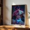 V204c_m7 Male Nude Figure Sketch Art Wall Print Clean Design
