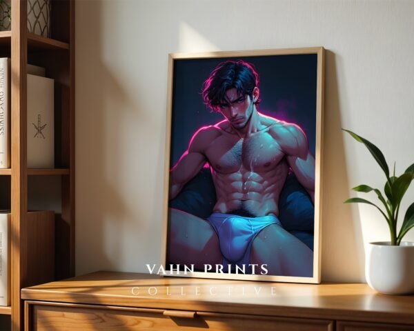 V204c_m7 Male Nude Figure Sketch Art Wall Print Clean Design