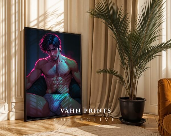 V204c_m9 Male Nude Figure Sketch Art Wall Print Clean Design
