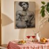 Minimal Nude Male Drawing Wall Art Contemporary Style