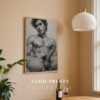 Minimal Nude Male Drawing Wall Art Contemporary Style
