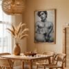 Minimal Nude Male Drawing Wall Art Contemporary Style
