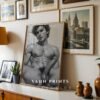 Minimal Nude Male Drawing Wall Art Contemporary Style
