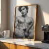 Minimal Nude Male Drawing Wall Art Contemporary Style