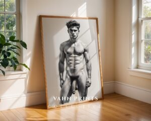 Minimal Nude Male Figure Illustration Wall Art Digital Download