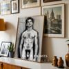 Male Nude Body Contour Line Art Wall Print Contemporary Design