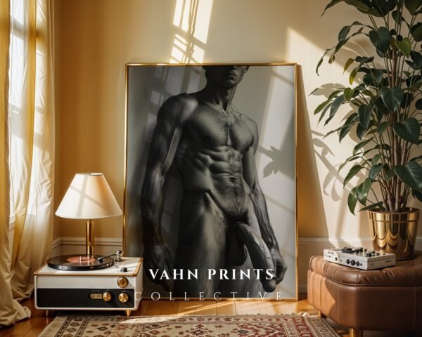 Clean Nude Male Figure Outline Wall Art Modern Illustration