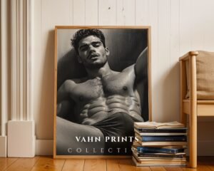 Male Nude Body Outline Sketch Modern Wall Print