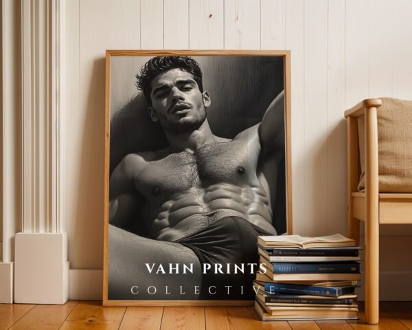 Male Nude Body Outline Sketch Modern Wall Print