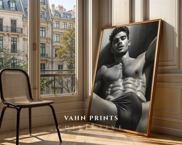 Male Nude Body Outline Sketch Modern Wall Print