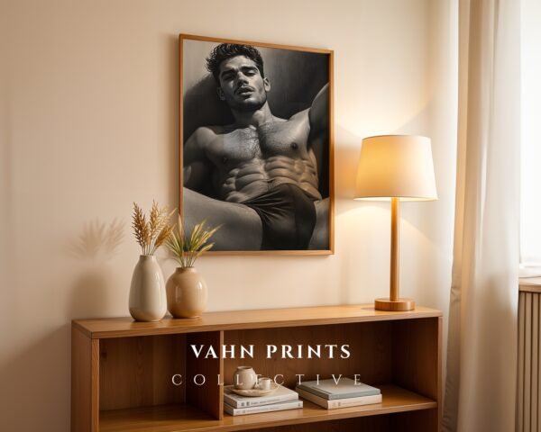Male Nude Body Outline Sketch Modern Wall Print