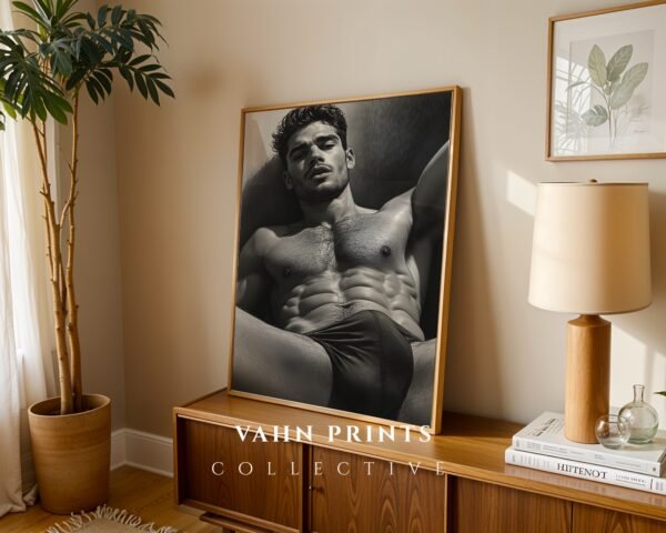 Male Nude Body Outline Sketch Modern Wall Print