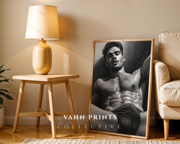 Male Nude Body Outline Sketch Modern Wall Print
